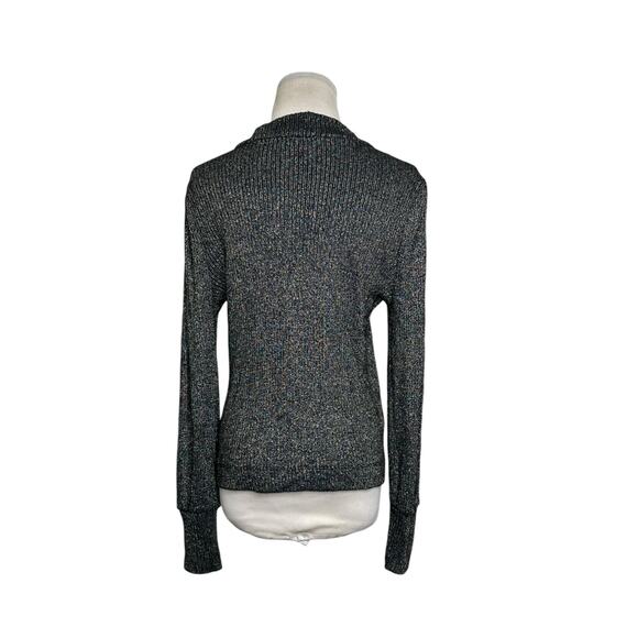 Loft black metallic gold threads long sleeves sweater size Small - Picture 7 of 12